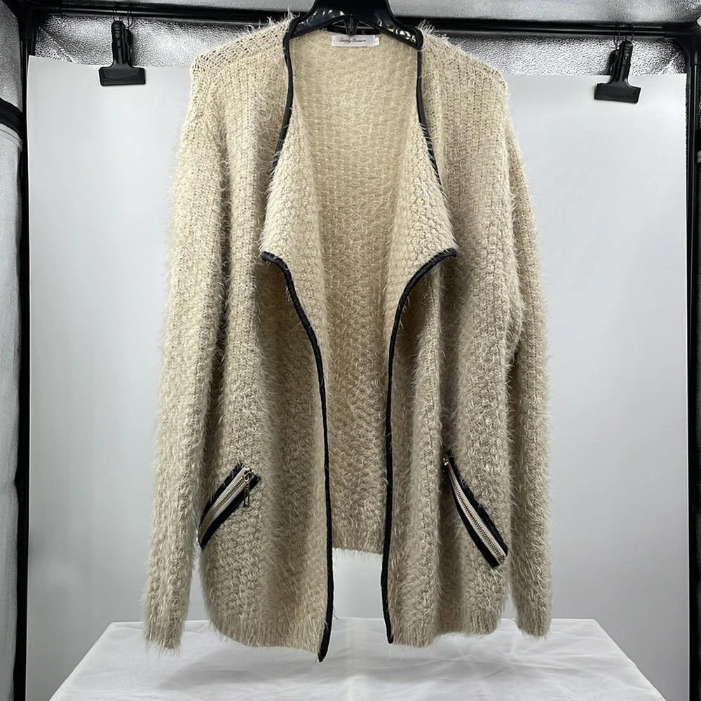 Simply Couture tan soft wool blend long oversized cardigan Size Large